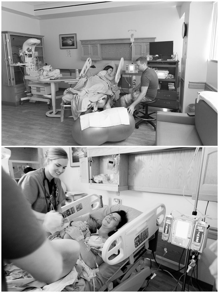 mother laboring and dad sitting beside her